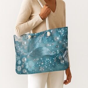 Mermaid Tail Tote Bag – Ocean Fantasy Large Shoulder Bag